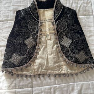 Vintage Ralph Lauren Black Velvet Embroidered  Ottoman Style Vest